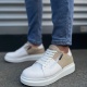 Warrior Bağcıklı ve Fermuarlı Cilt Süet Erkek Günlük Sneaker Ayakkabı CSBT - Beyaz/Krem