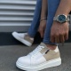 Warrior Bağcıklı ve Fermuarlı Cilt Süet Erkek Günlük Sneaker Ayakkabı CSBT - Beyaz/Krem