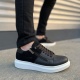 Warrior Bağcıklı ve Fermuarlı Cilt Süet Erkek Günlük Sneaker Ayakkabı CSBT - Siyah