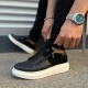 Warrior Bağcıklı ve Fermuarlı Cilt Süet Erkek Günlük Sneaker Ayakkabı CSBT - Siyah