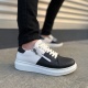 Warrior Bağcıklı ve Fermuarlı Cilt Erkek Günlük Sneaker Ayakkabı CBT - Beyaz/Siyah