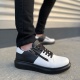 Warrior Bağcıklı ve Fermuarlı Cilt Erkek Günlük Sneaker Ayakkabı CST - Siyah/Beyaz