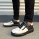 Warrior Bağcıklı ve Fermuarlı Cilt Erkek Günlük Sneaker Ayakkabı CST - Siyah/Beyaz