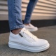 Warrior Bağcıklı ve Fermuarlı Cilt Erkek Günlük Sneaker Ayakkabı CBT - Beyaz