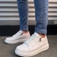 Warrior Bağcıklı ve Fermuarlı Cilt Erkek Günlük Sneaker Ayakkabı CBT - Beyaz