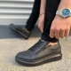 Warrior Bağcıklı ve Fermuarlı Cilt Erkek Günlük Sneaker Ayakkabı CST - Siyah