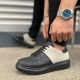 Boost Bağcıklı Cilt Süet Erkek Günlük Sneaker Ayakkabı Siyah Gri