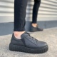Siyah Bold Bağcıklı Cilt Erkek Günlük Sneaker Ayakkabı