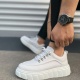 Beyaz Cloud Bağcıklı Cilt Erkek Günlük Sneaker Ayakkabı
