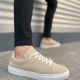 Mode Bağcıklı Bej Süet Erkek Günlük Sneaker Ayakkabı