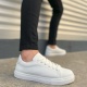 Mode Bağcıklı Cilt Beyaz Erkek Günlük Sneaker Ayakkabı