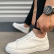 Mode Bağcıklı Cilt Beyaz Erkek Günlük Sneaker Ayakkabı