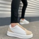 Alba Bağcıksız Süet Cilt Erkek Günlük Sneaker Ayakkabı SCBT Bej/Beyaz
