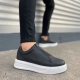 JY007 Alba Bağcıksız Cilt Erkek Günlük Sneaker Ayakkabı CBT Siyah
