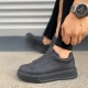 Alba Bağcıksız Cilt Siyah Erkek Günlük Sneaker Ayakkabı