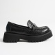 Aral Toka Detaylı Siyah Kroko Baskılı Günlük Loafer Ayakkabı
