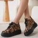 Nerual Kadın Gizli Topuk Siyah Taban Leopar Spor Ayakkabı