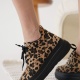 Nerual Kadın Gizli Topuk Siyah Taban Leopar Spor Ayakkabı