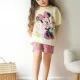 Bej Minnie Mouse Kısa Kollu Şortlu Çizgi Karakter Baskılı Kız Çocuk 2li Takım