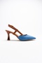 Liponis Mavi Rahat Kalıp Kadın İnce Topuklu Ayakkabı