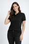 Laven Kadın Siyah Pike Kumaş Düğmeli Polo Yaka Tişört