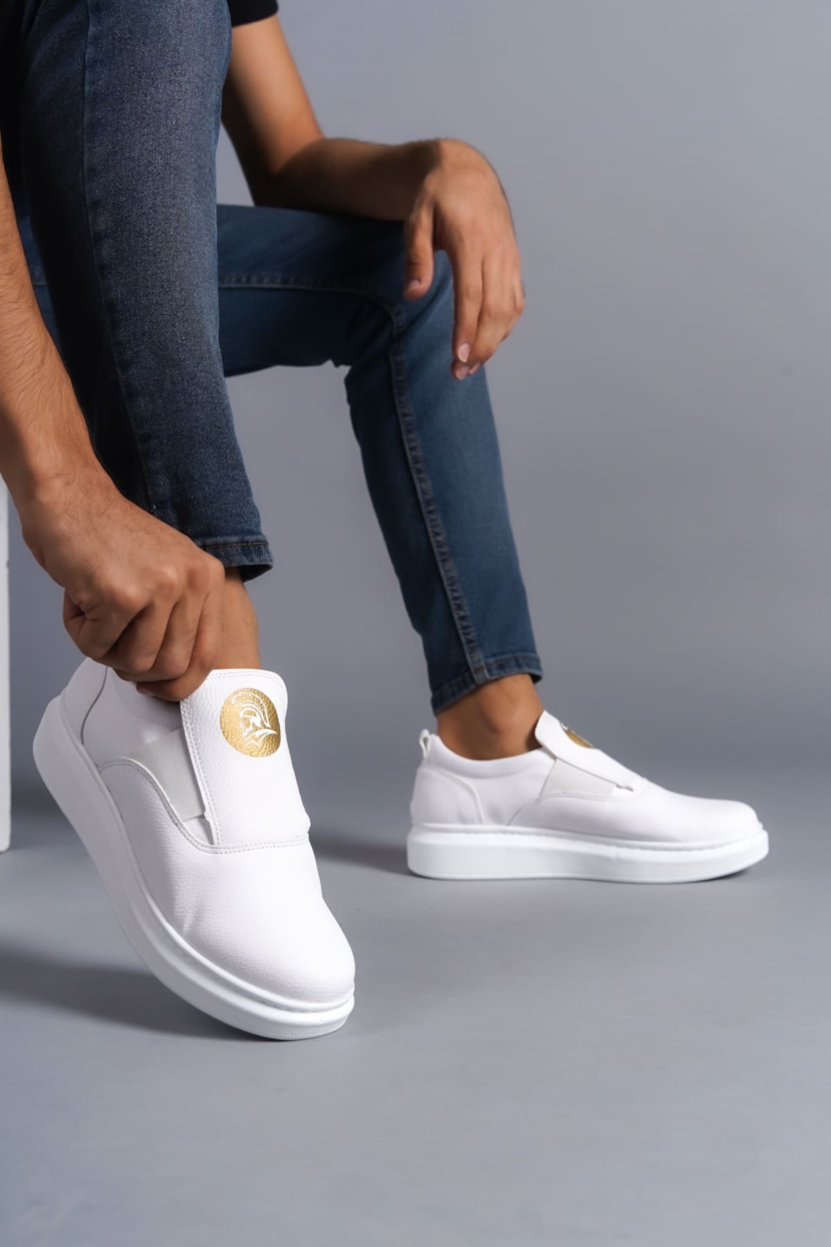 Hippo Bağcıksız Cilt Erkek Günlük Sneaker Ayakkabı BT Beyaz