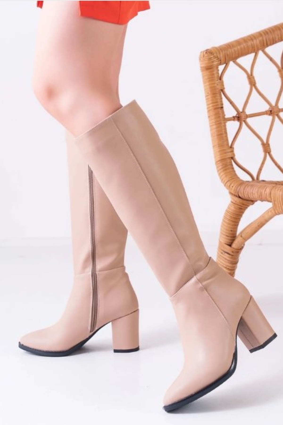 Luanda Nude Kadın Deri Çizme