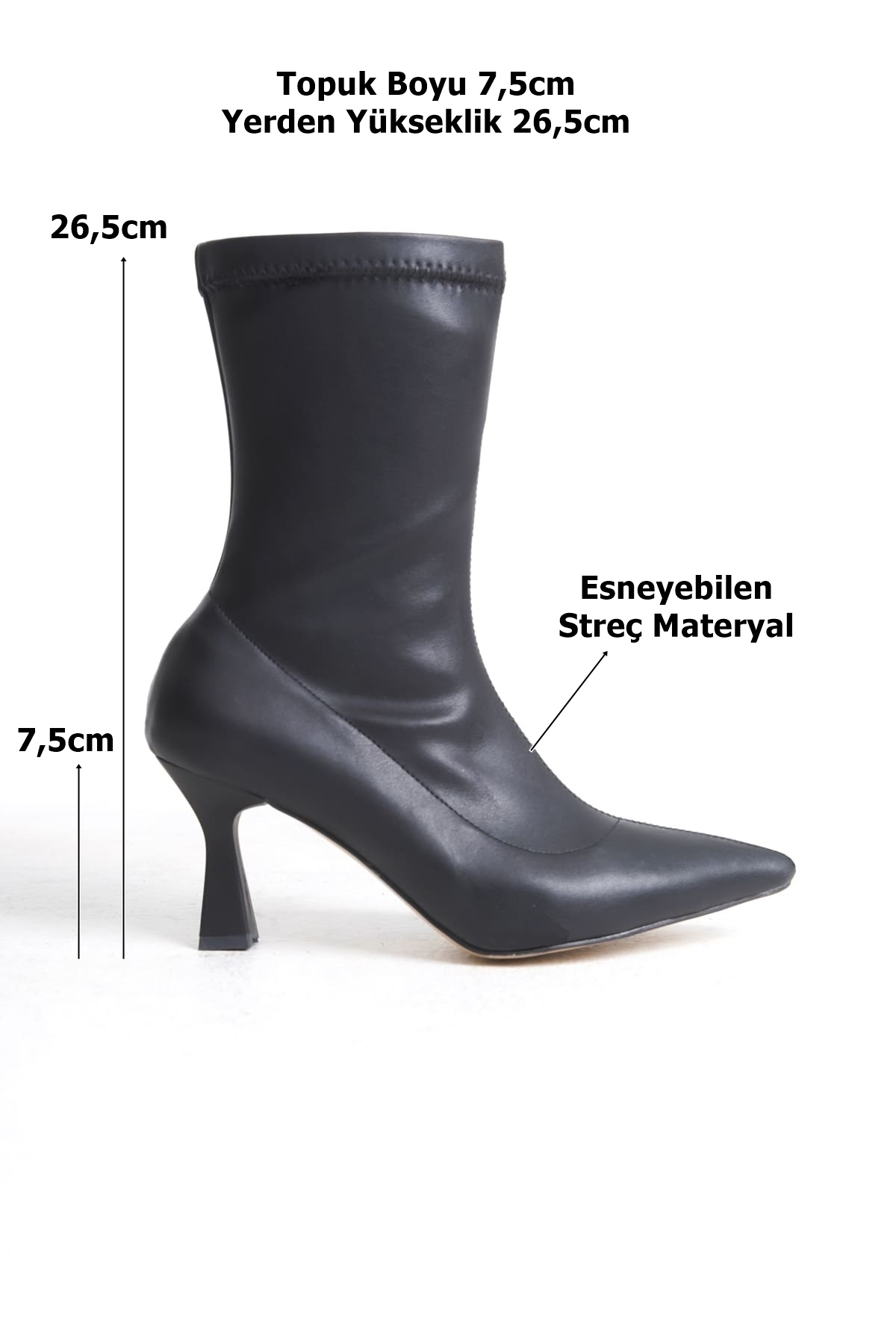 Eleganza Kadın Siyah Streç Esnek Bot
