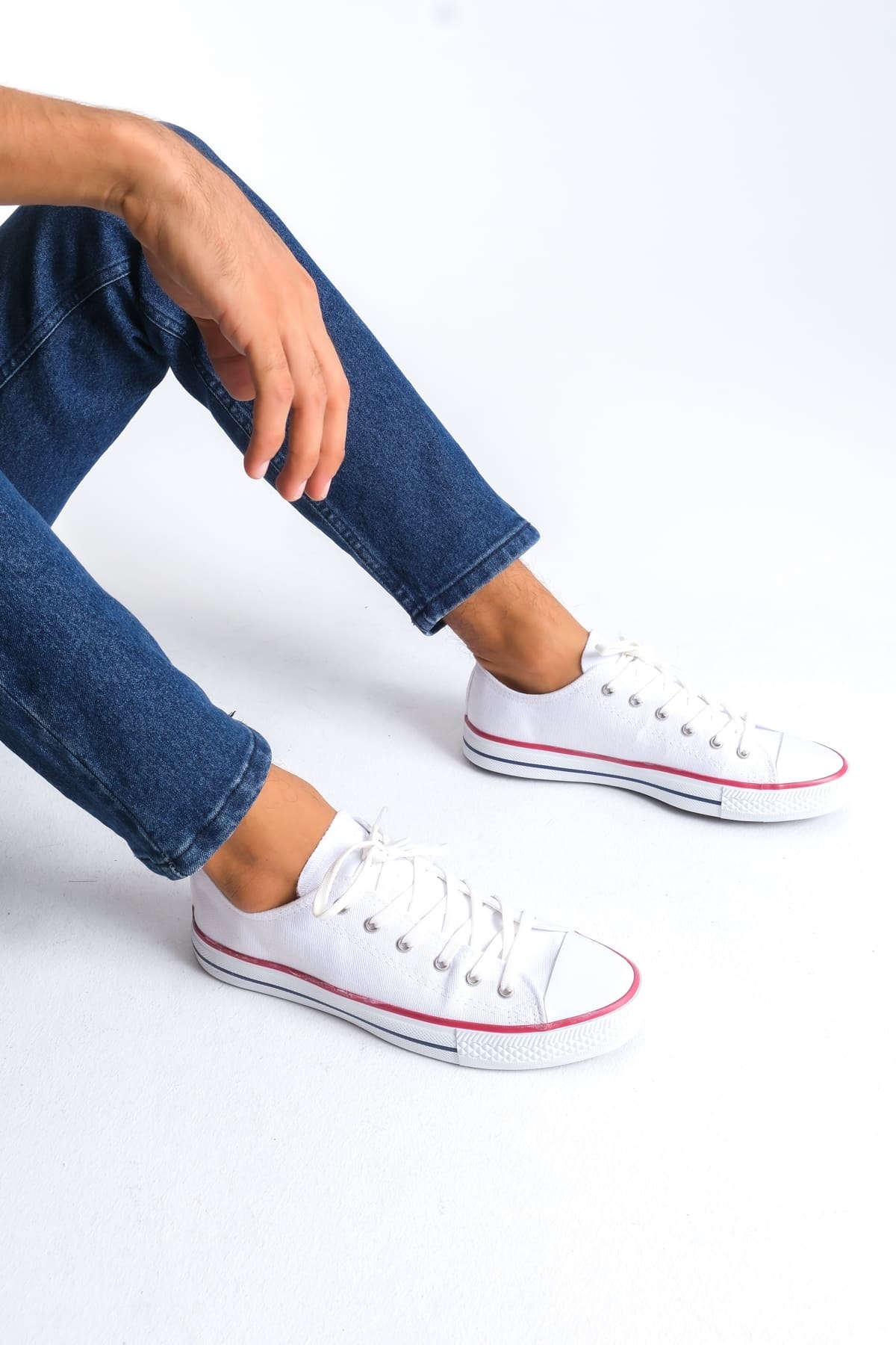 Luke Beyaz Bağcıklı Keten Kumaş Erkek Günlük Sneaker Ayakkabı