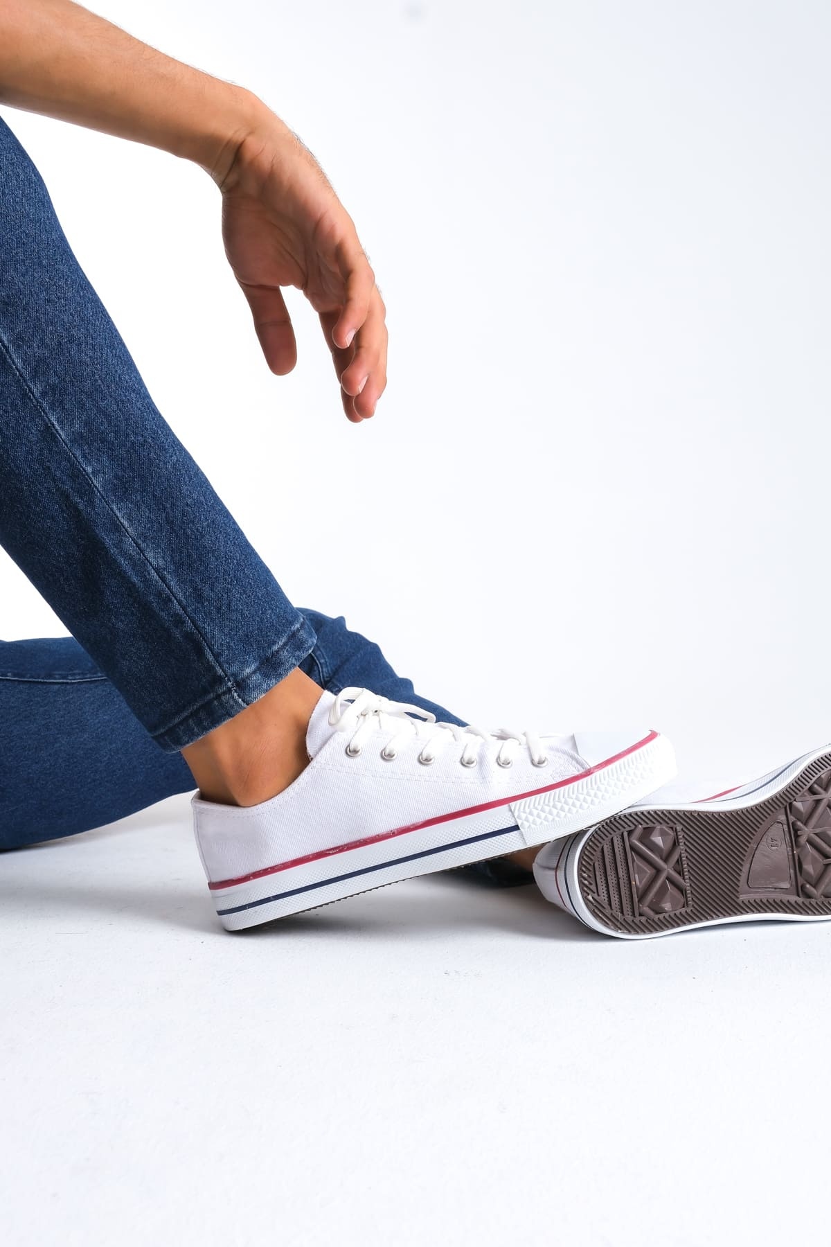 Luke Beyaz Bağcıklı Keten Kumaş Erkek Günlük Sneaker Ayakkabı