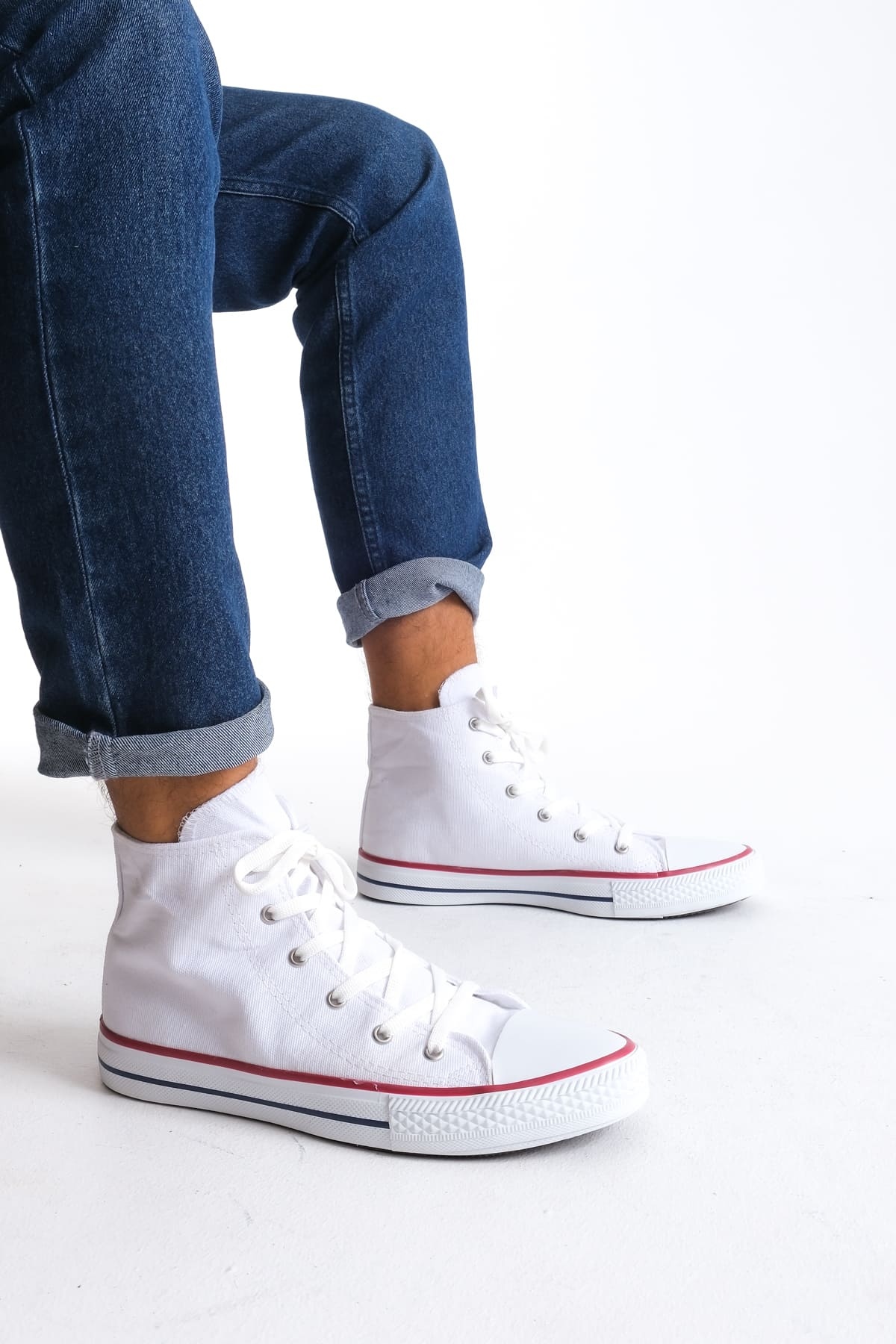 AXE Beyaz Bağcıklı Keten Kumaş Erkek Günlük Sneaker Ayakkabı