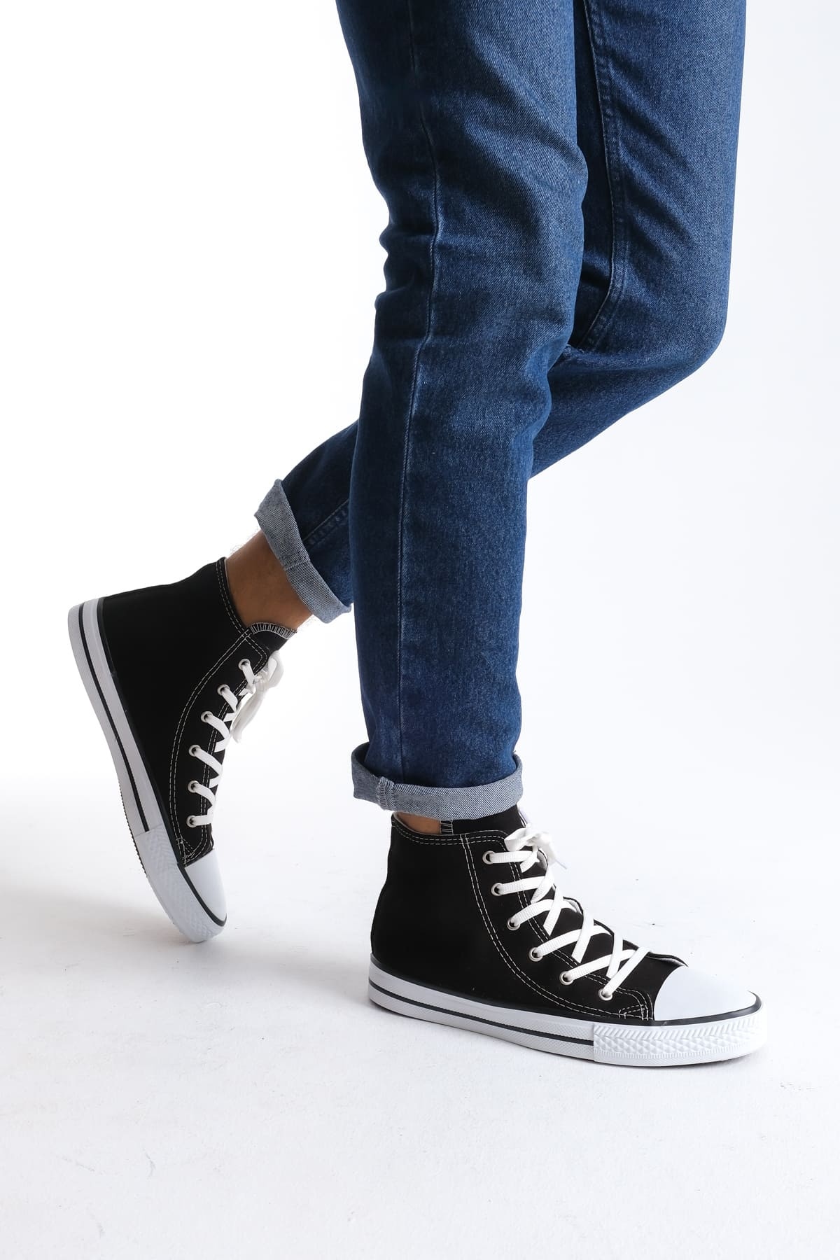 AXE Siyah Bağcıklı Keten Kumaş Erkek Günlük Sneaker Ayakkabı