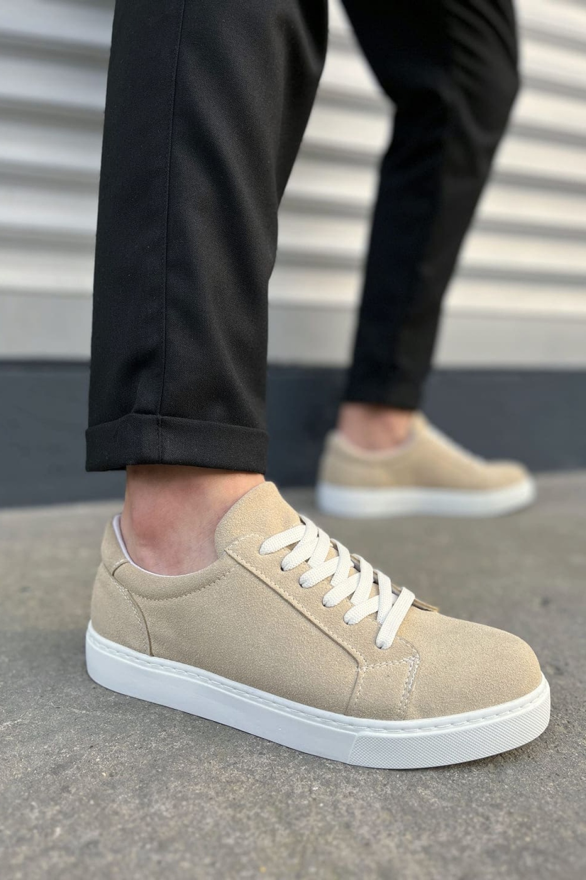 Elite Bağcıklı Süet Erkek Günlük Sneaker Ayakkabı SBT - Krem