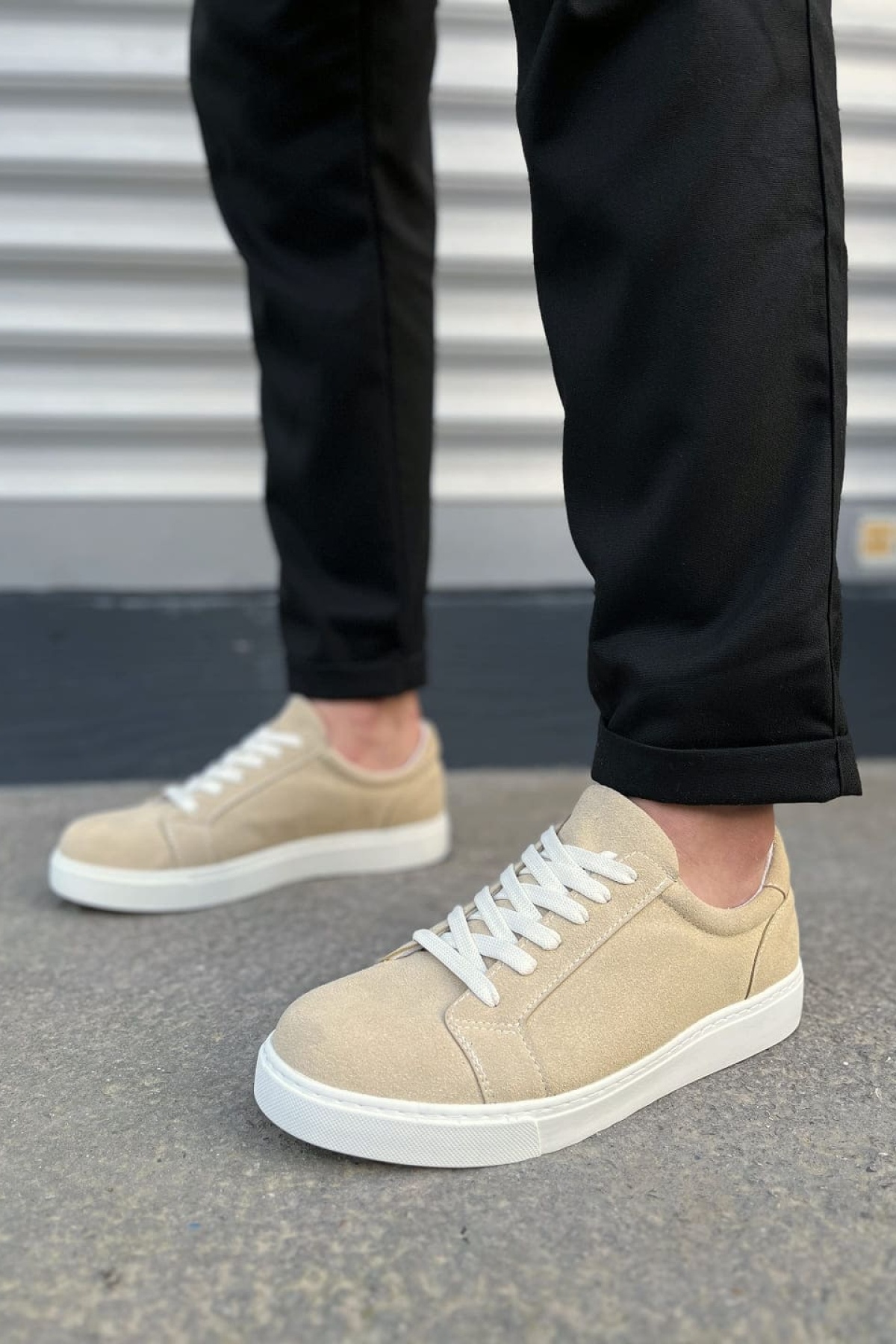 Elite Bağcıklı Süet Erkek Günlük Sneaker Ayakkabı SBT - Krem