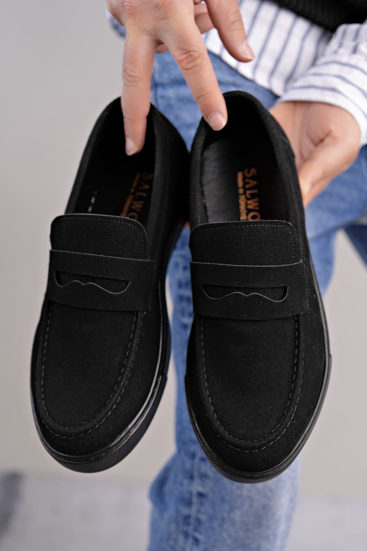 SLW180 Estilo X Bağcıksız Süet Erkek Günlük Spor Klasik Ayakkabı SST - Siyah