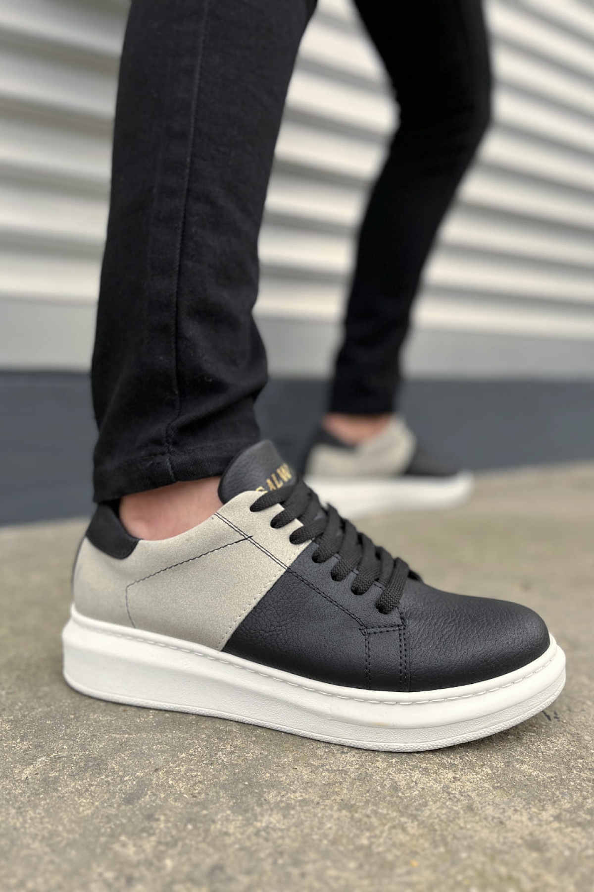 Boost Bağcıklı Cilt Süet Erkek Günlük Sneaker Ayakkabı CSBT - Siyah/Gri