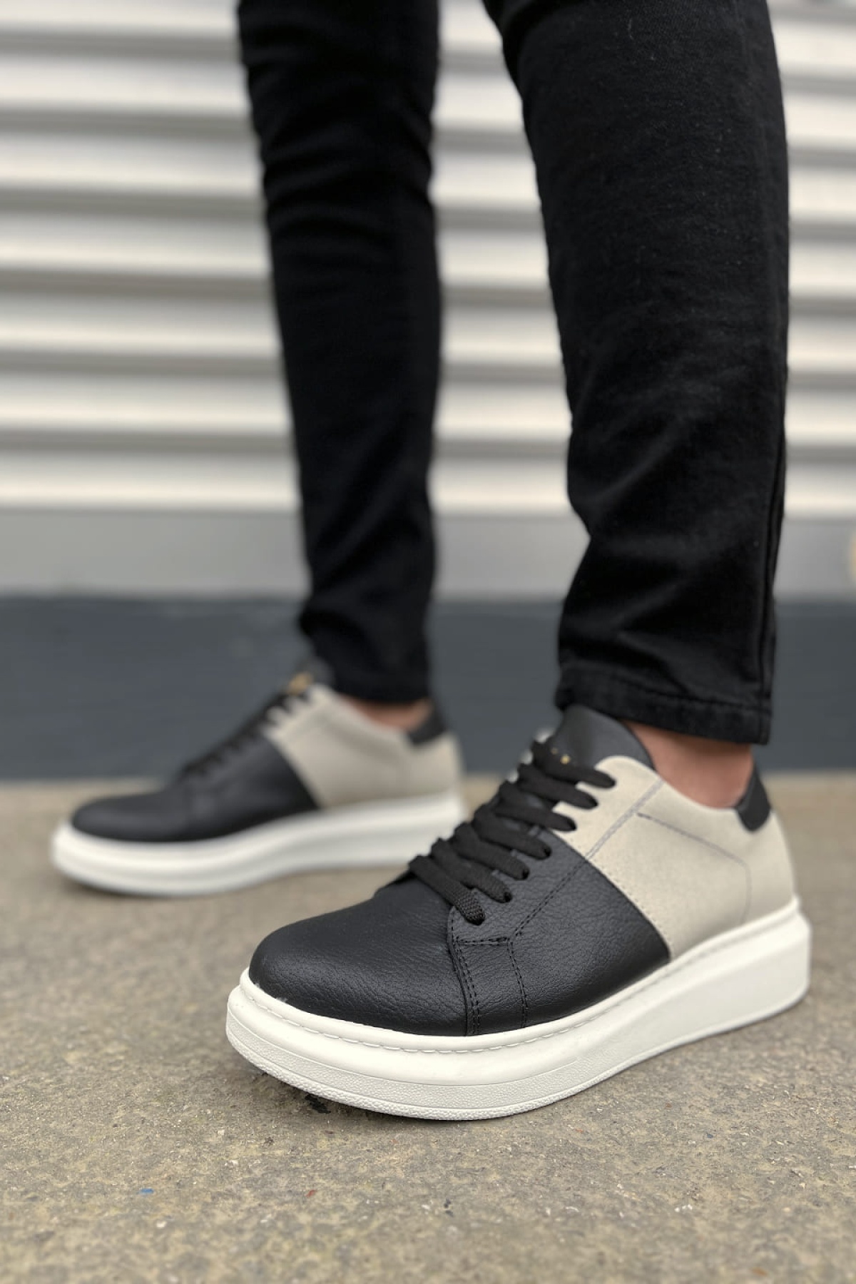 Boost Bağcıklı Cilt Süet Erkek Günlük Sneaker Ayakkabı CSBT - Siyah/Gri