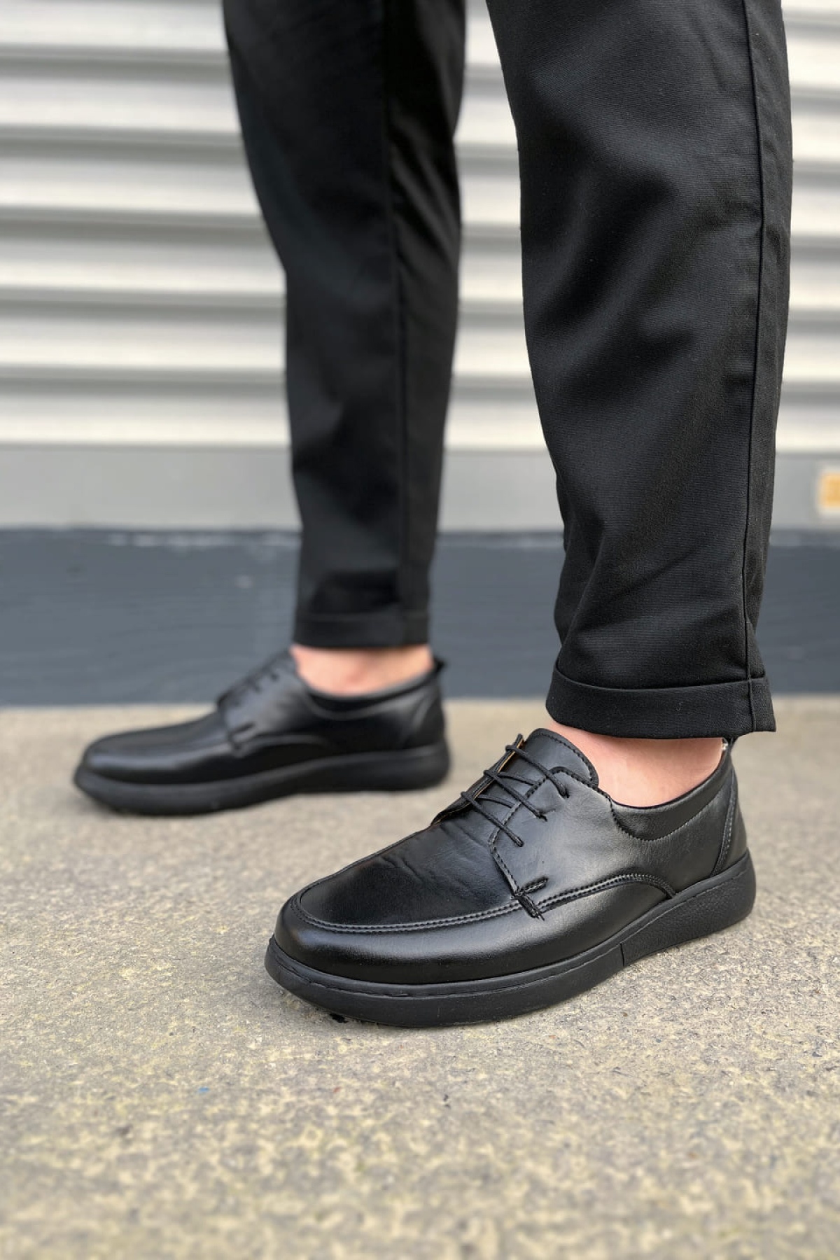 Siyah Clasica Bağcıklı Cilt Erkek Günlük Klasik Ayakkabı