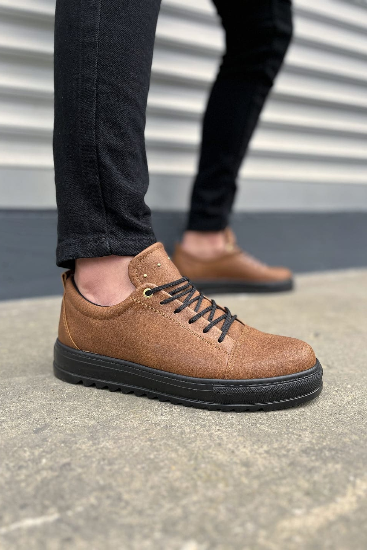 Taba Siyah Cool Bağcıklı Cilt Erkek Günlük Spor Klasik Ayakkabı