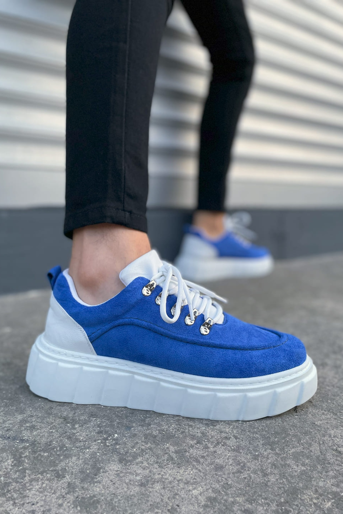 Mavi Beyaz Cloud Bağcıklı Süet Erkek Günlük Sneaker Ayakkabı