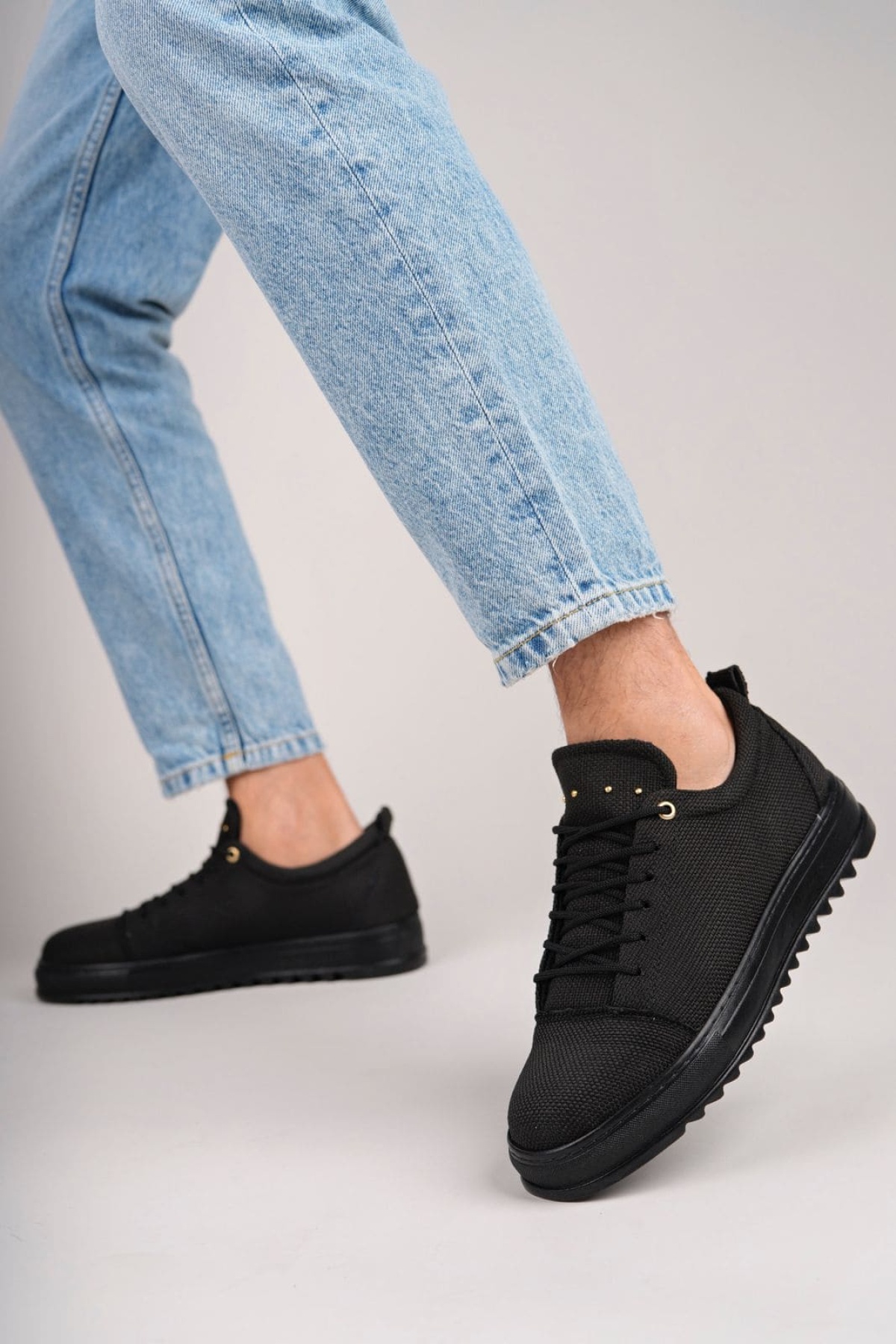 Siyah Cool Bağcıklı Keten Erkek Günlük Spor Klasik Ayakkabı