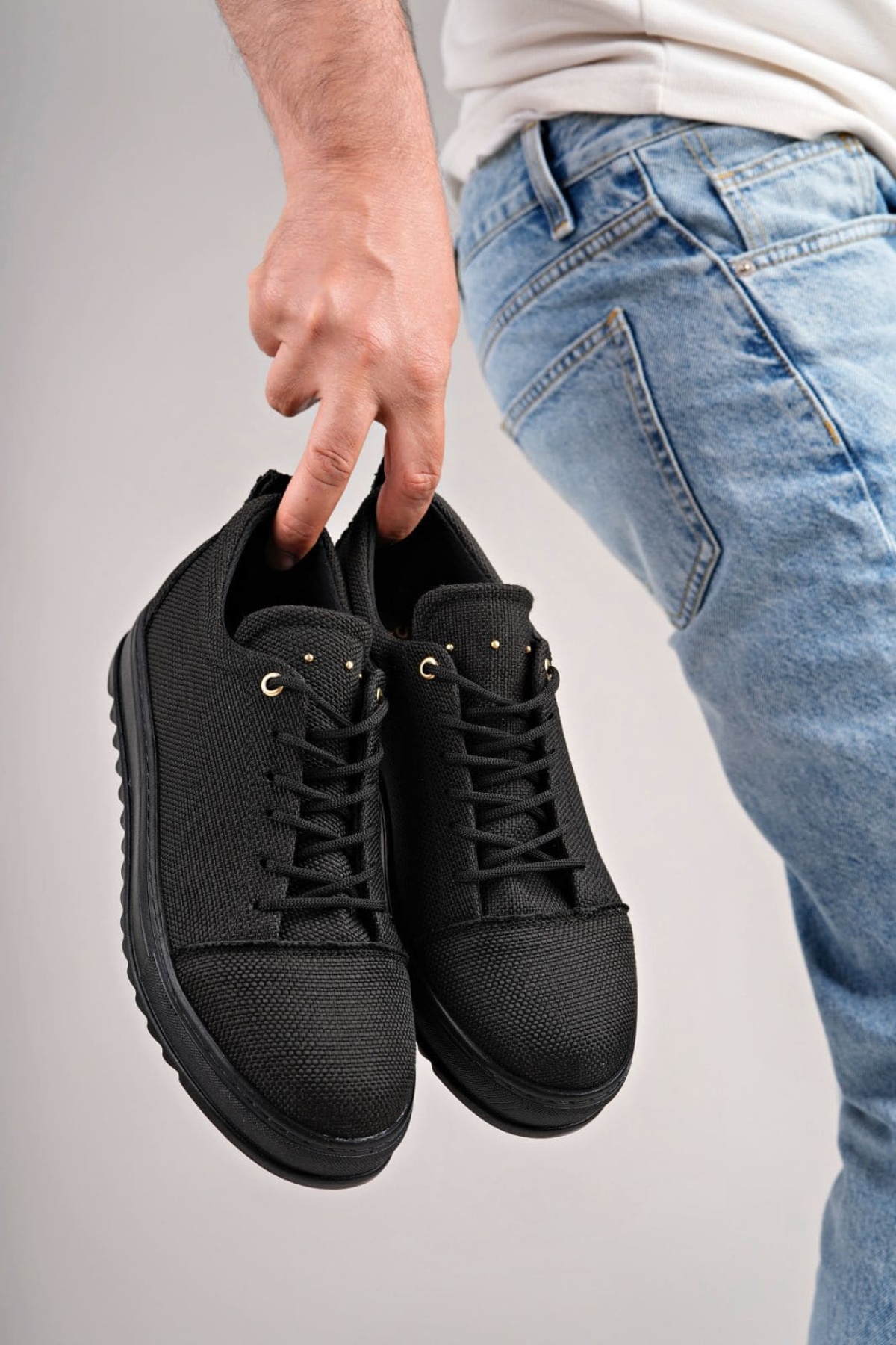 Siyah Cool Bağcıklı Keten Erkek Günlük Spor Klasik Ayakkabı