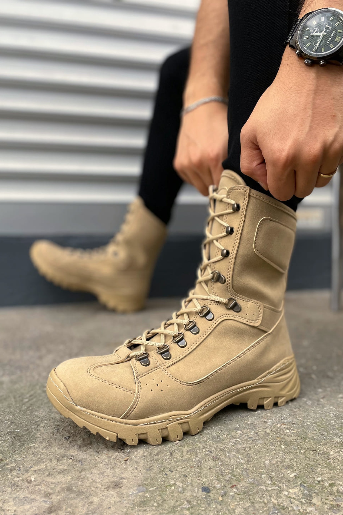 Ekir Bağcıklı Ortopedik Taban Günlük Süet Erkek Askeri Postal Bot SKT Kum