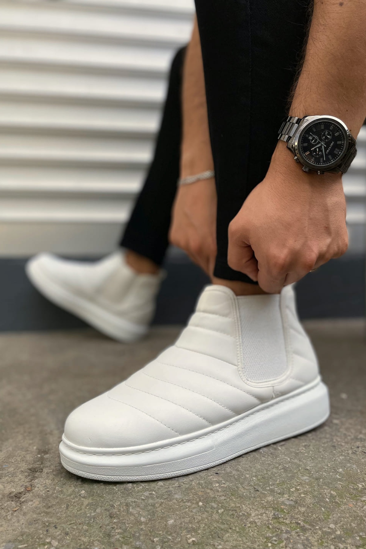 Otso Bağcıksız Ortopedik Taban Cilt Erkek Spor Bot CBT - Beyaz