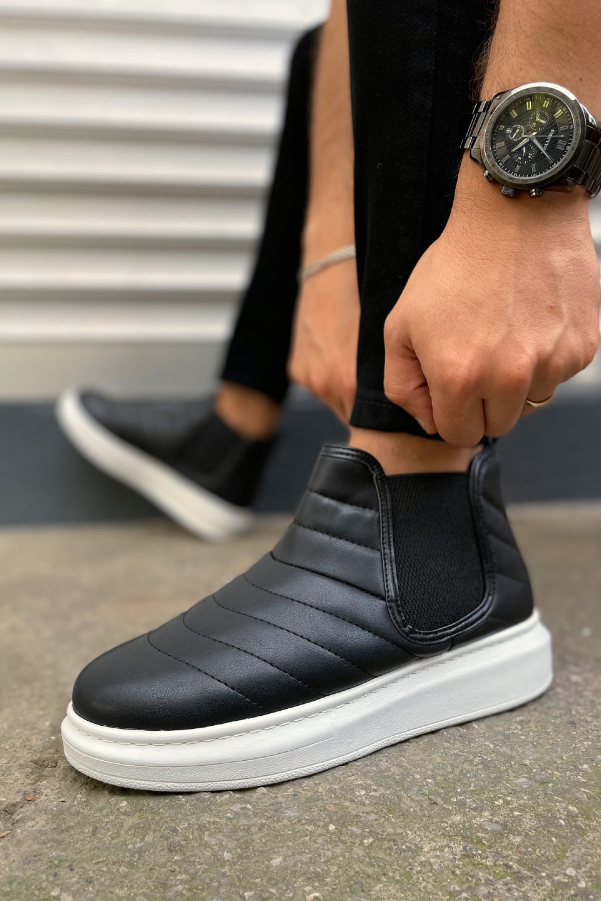 Otso Bağcıksız Ortopedik Taban Cilt Erkek Spor Bot CBT - Siyah