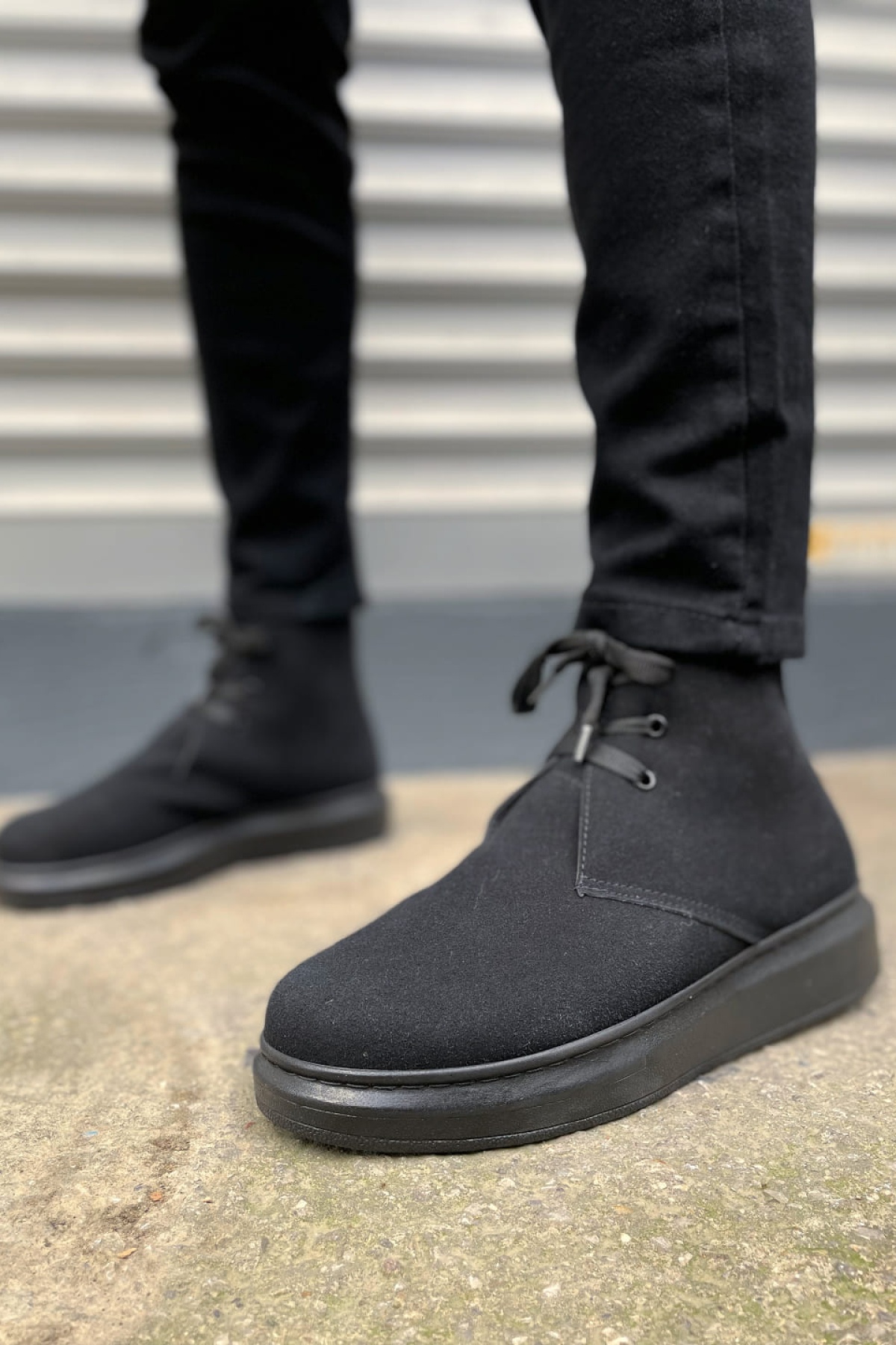 STABLE Bağcıklı Ortopedik Taban Süet Erkek Spor Bot SST - Siyah