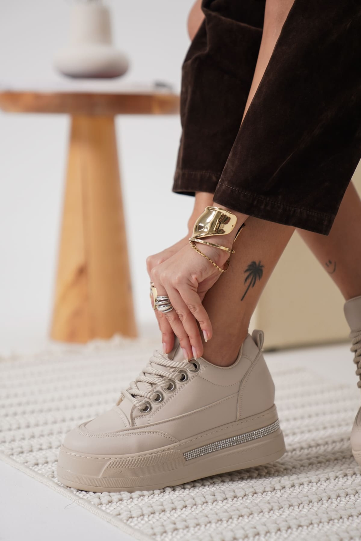 Alice Kadın Bej Gizli Topuklu Sneaker