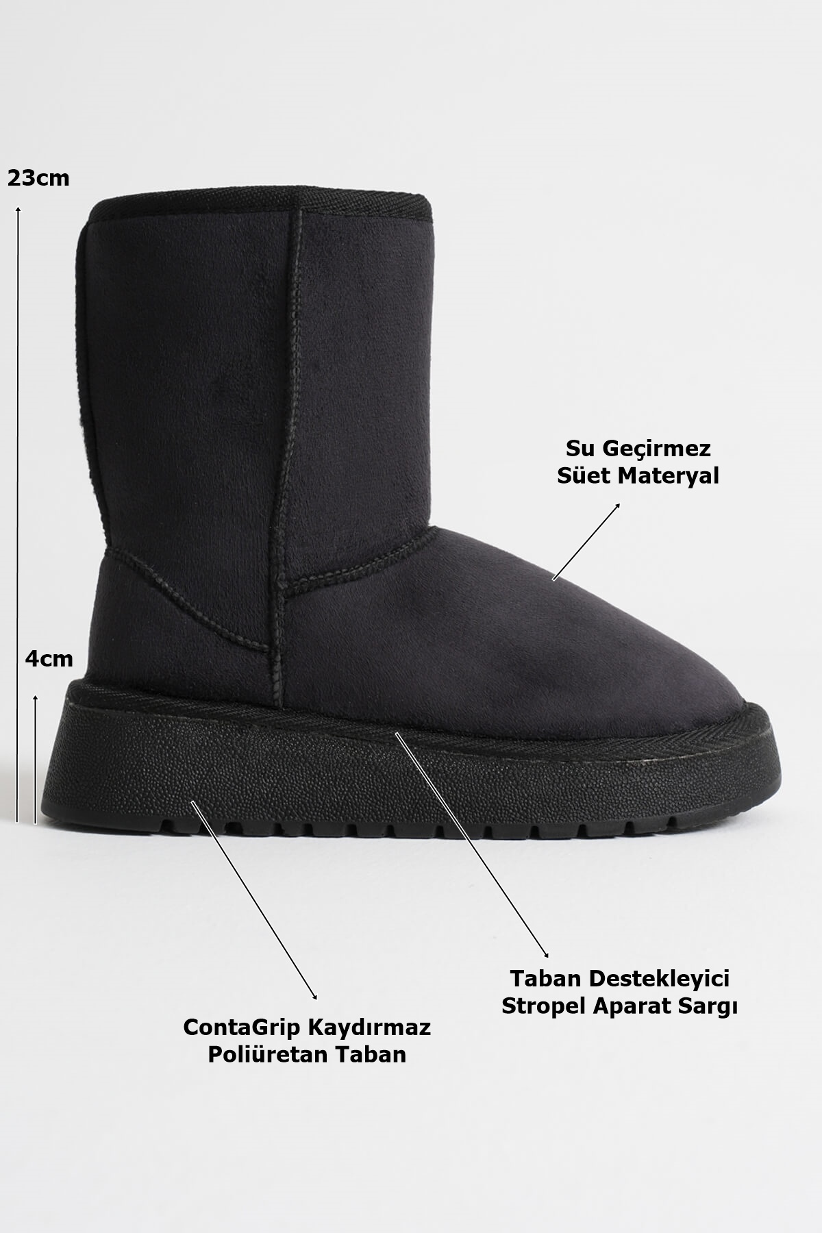 Asina Kadın Siyah Kışlık Kürklü Bot