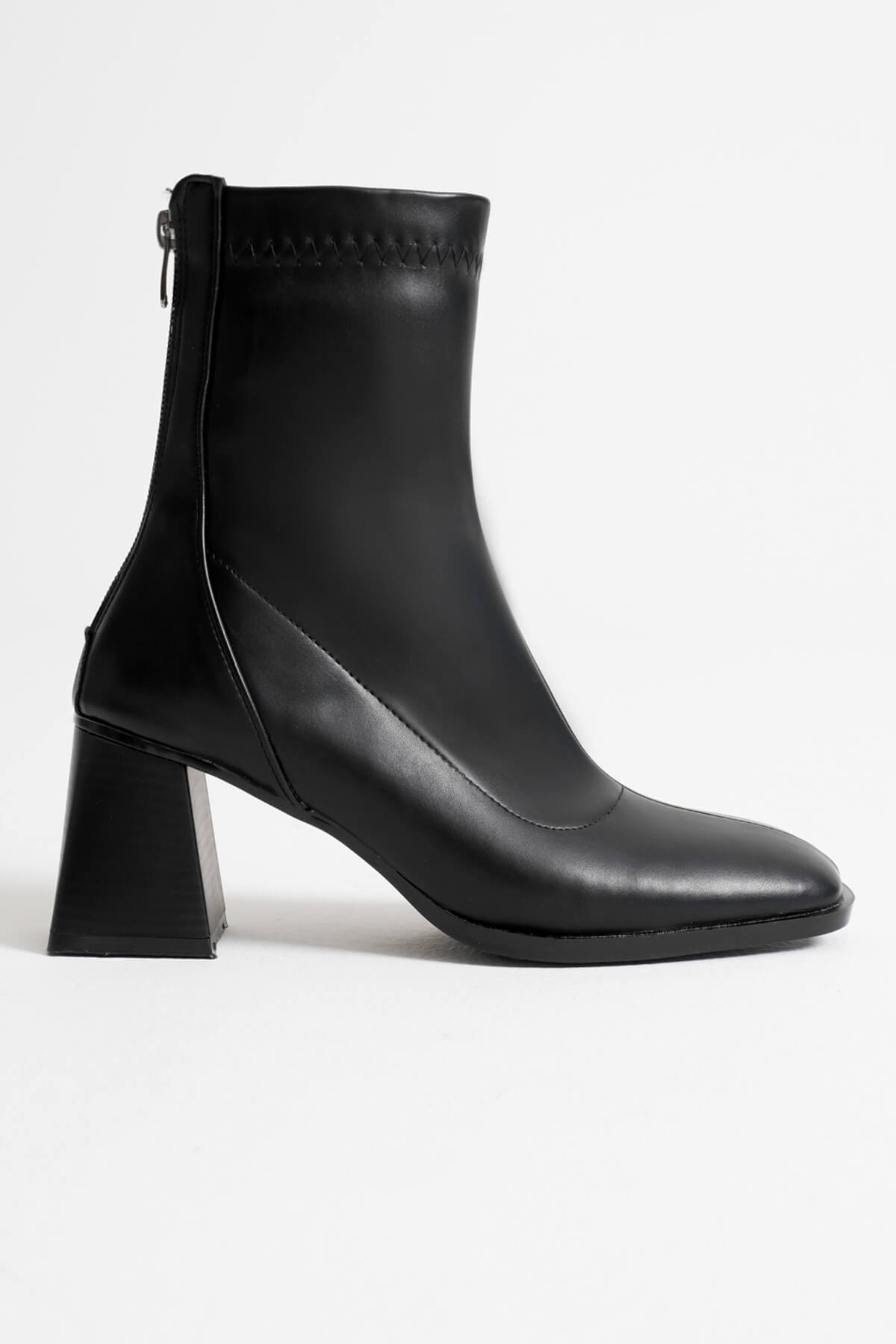 Anevra Siyah Kalın Topuklu Streç Bot