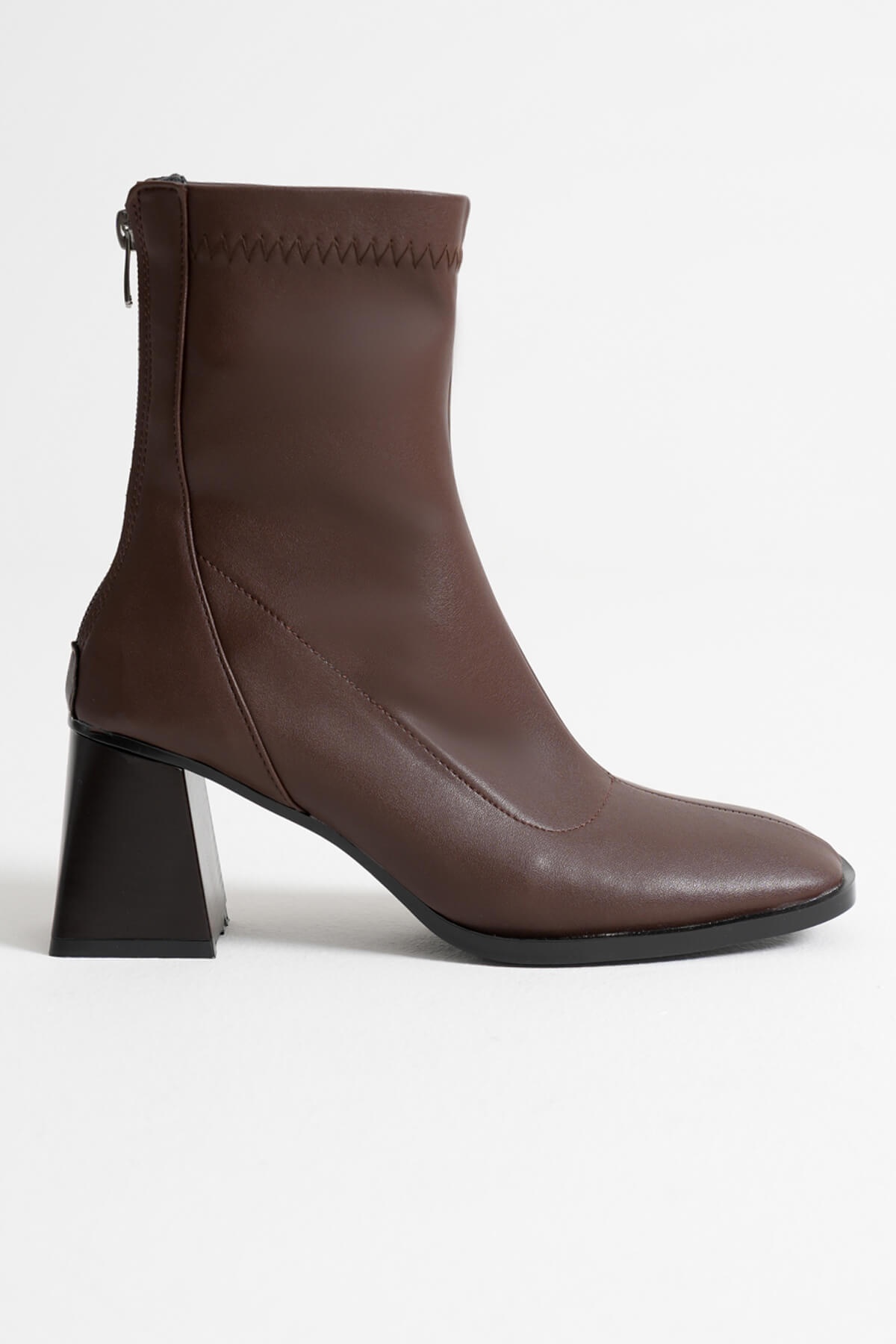 Anevra Acı Kahve Kalın Topuklu Streç Bot